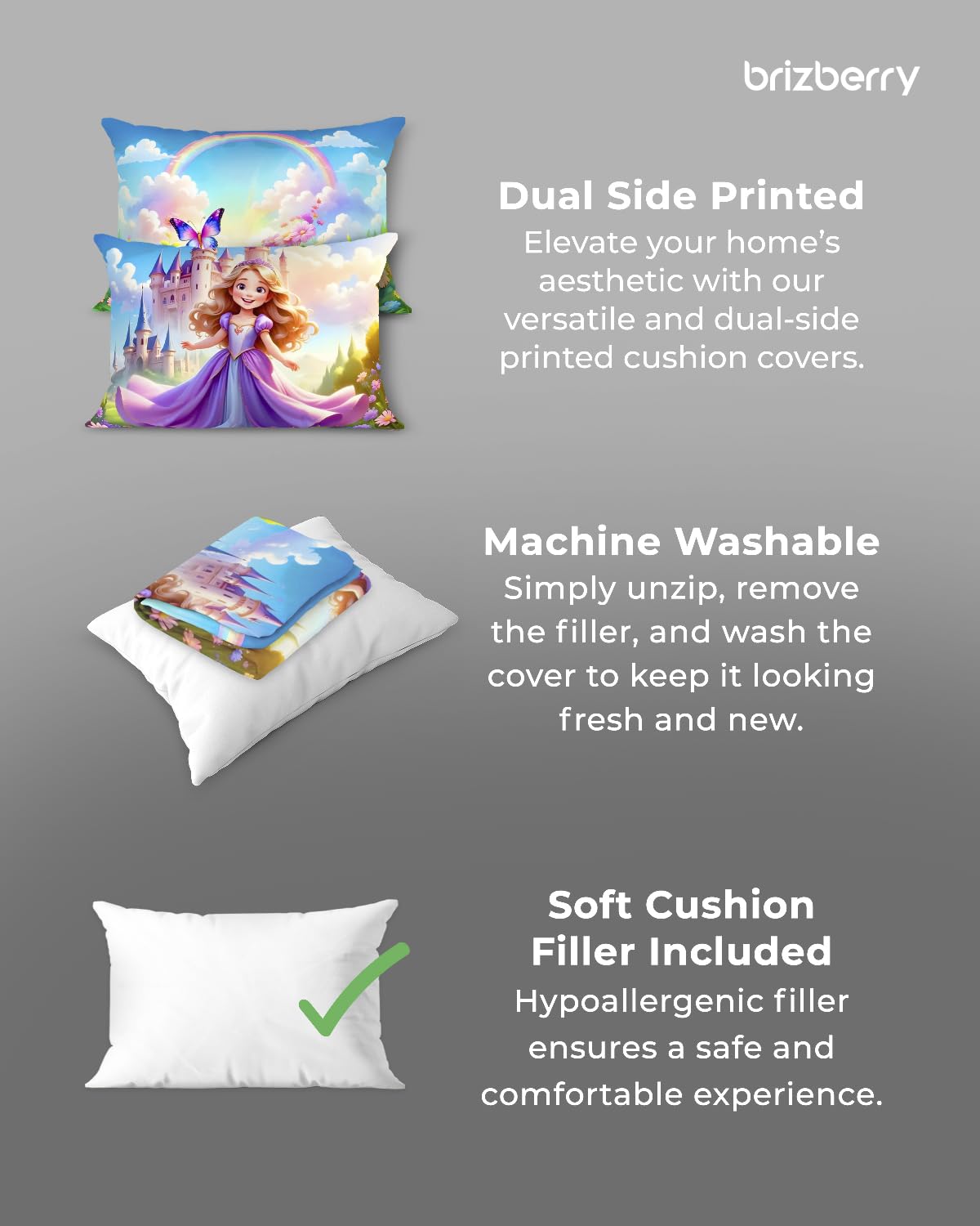 Kids Pillow Cushion With Super Soft Fabric Pillow - 12 X18 Inches | Animal & Cartoon Prints, Soft Pillow, Dual Sided Design | Multi-Purpose, Durable & Easy Care, Made In India - Design 13