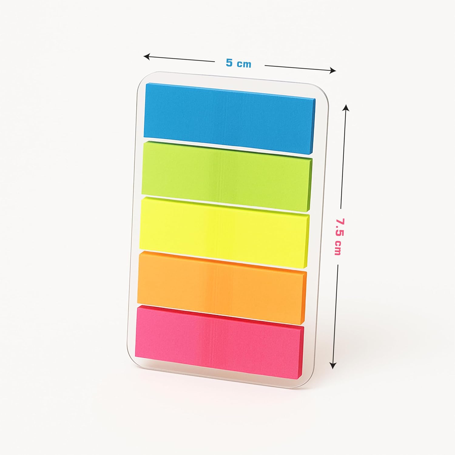 Transparent 5 Color Plastic Flag Sticky Notes | Pack Of 5 X 100 Sheets Each - Bright & Durable
