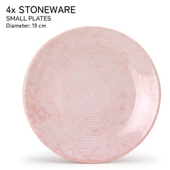 Reactive Hand Glazed Ceramic Stoneware Quarter Plates Set Of 4 - 7.4 Inch, Pastel Pink | Hand Painted, Stoneware - Dinnerware | Scratch Resistant, Microwave & Dishwasher Safe