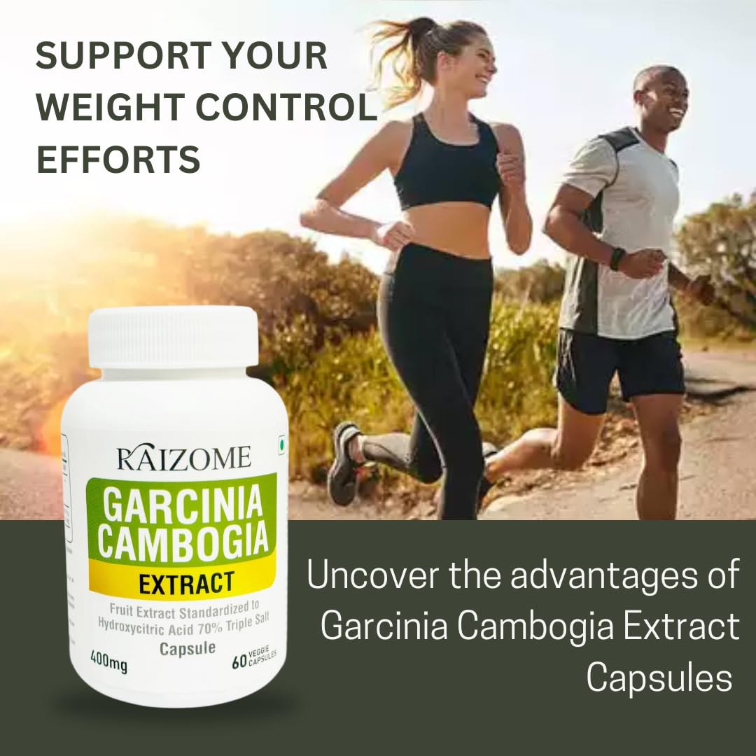 Raizome Garcinia Cambogia Extract Capsules 400mg Support Weight Management & Metabolism Booster, Weight Loss Health Supplement For Men & Women | 60 Capsules 100gm 0.2lbs