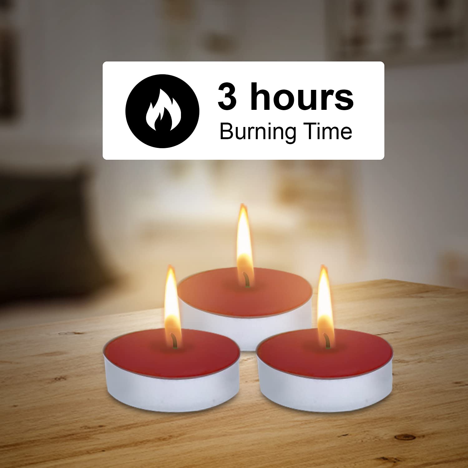 TEALIGHT CANDLE ENGLISH ROSE, PARAFFIN WAX | 3 HOUR BURNING TIME PACK OF 10