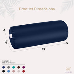 Microfiber Bolster Pillow For Bed & Sofa, Navy Blue - 10 X 25 Inches | Diwan, Round Side Pillow, Light, Soft & Fluffy For Neck & Back Support | Washable, Velvet Cover With Zip - 2 Piece