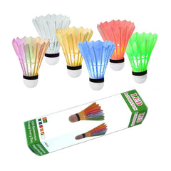 Zhenan Led Badminton Feather Shuttlecocks Dark Night Glow Birdies Lighting For Outdoor & Indoor Sports Activities | Multicolour , Pack Of 6