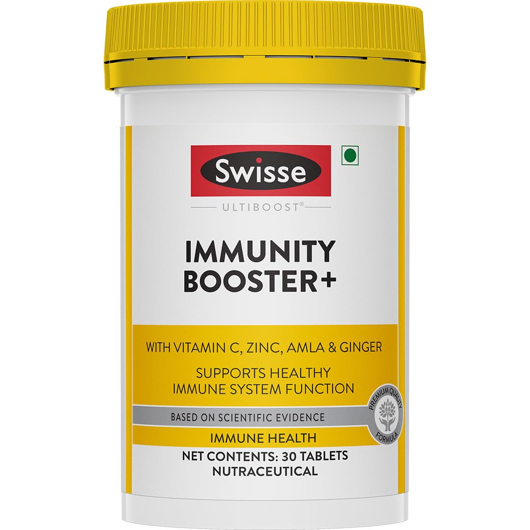 Swisse Immunity Booster+ With Vitamin C & Zinc - Contains Amla & Ginger, All Natural Immunity Booster | 30 Tablets , 50gm 0.1lbs