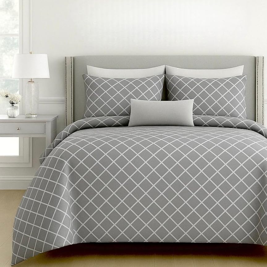 Double Bedsheet For Queen Size With 2 Matching Pillow Covers For Home - 90 X 100 Inches, Grey | Smooth Finish, Soft Touch & Breathable Comfort For Everyday Use