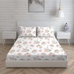 Cotton Bedsheet For King Size With Pillow Cover Set - 108x108 Inches, White | Breathable & Light Weight, All Season Comfort-Ideal For Daily Use & Gifting Bedsheet