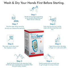 AccuSure Fora Blood Glucose Test Strips - 25 Strips | No Coding Technology