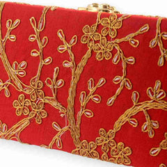 Decorative & Attractive Box Cash Box, Shagun Box, Jewellery Box, Money Box Envelop Wedding, Gift Box, Bangel Box With Embroidery Design Pack Of 1, Colour - Red