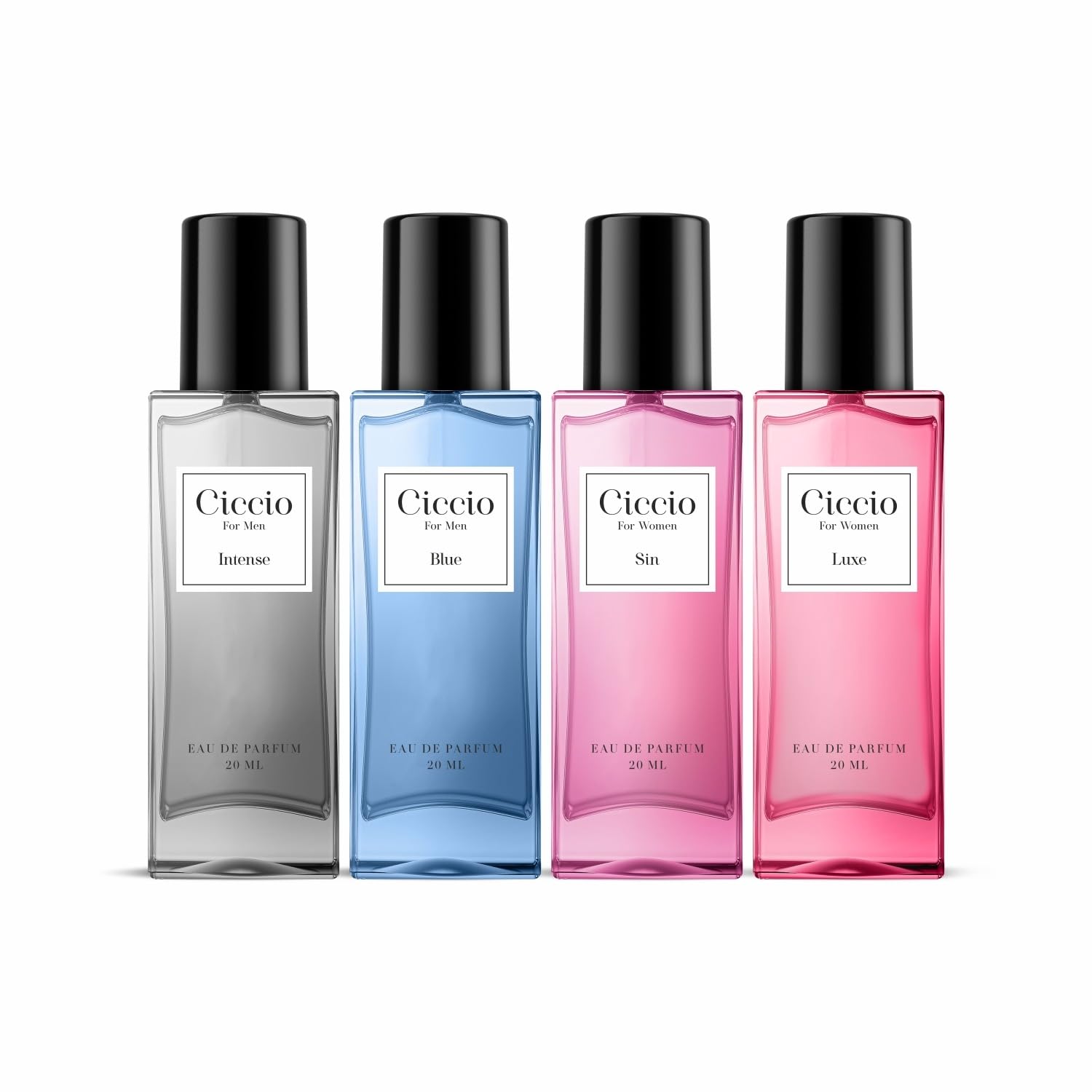 Ciccio Luxury Unisex Eau De Parfum Gift Set 4x 0.6 Fl.oz. | Blue + Intense + Luxe + Sin | Long Lasting Fragrances