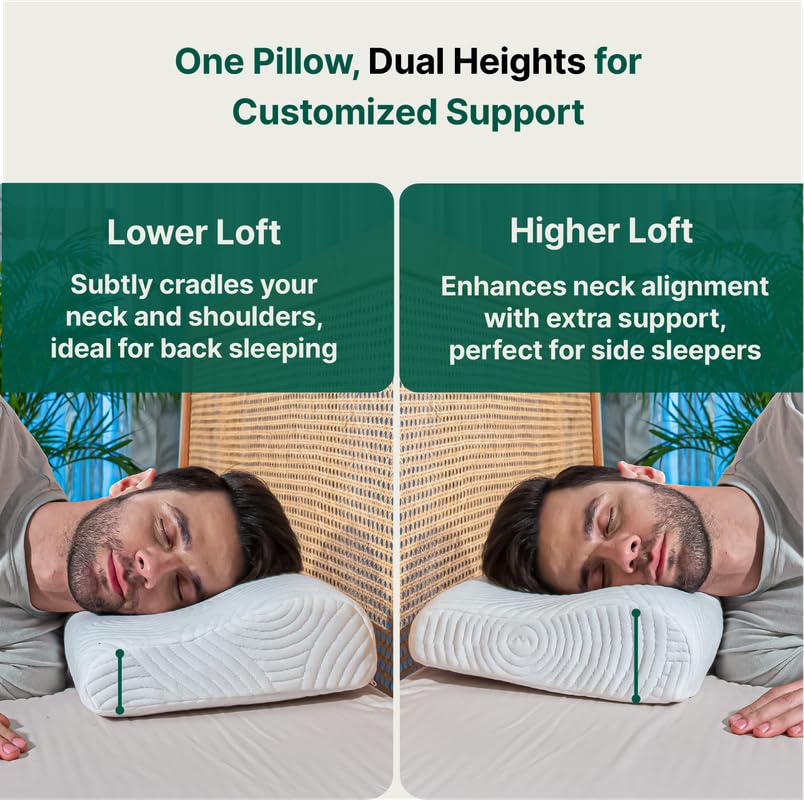 Cervical Pillow For Neck & Shoulder Pain Relief, Memory Foam Pillow, Grey - King Size | Orthopedic Pillow - Ortho Neck Support Pillow For Sleeping | Contour Medical Pillow, Washable Cover