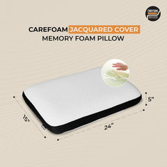 Orthopedic Memory Foam Pillow For Comfortable Sleep, White - 24 X 15 X 5 Inch | For Neck & Shoulder Pain Relief With Removable Zipper White Jacquard Cover | Back, Stomach Sleepers - Pack Of 2