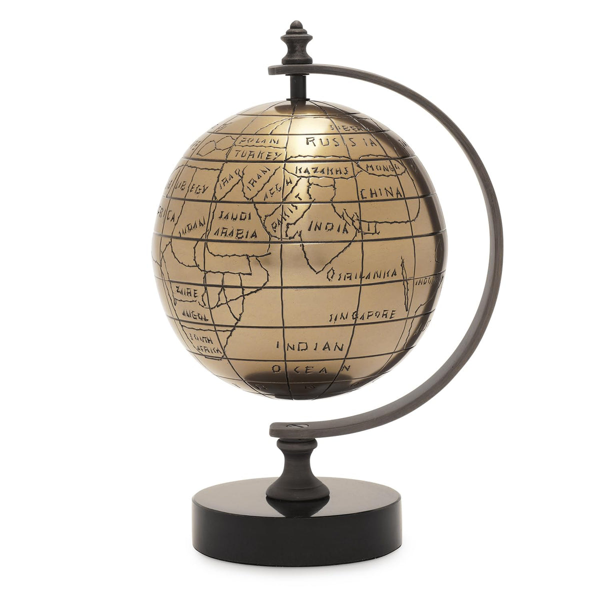 Gold Decorative Globe With Stand - Small For Home Decor, Statue Table Decor, Living Room Decor, Multifunctional Home Decor, Pack Of 1