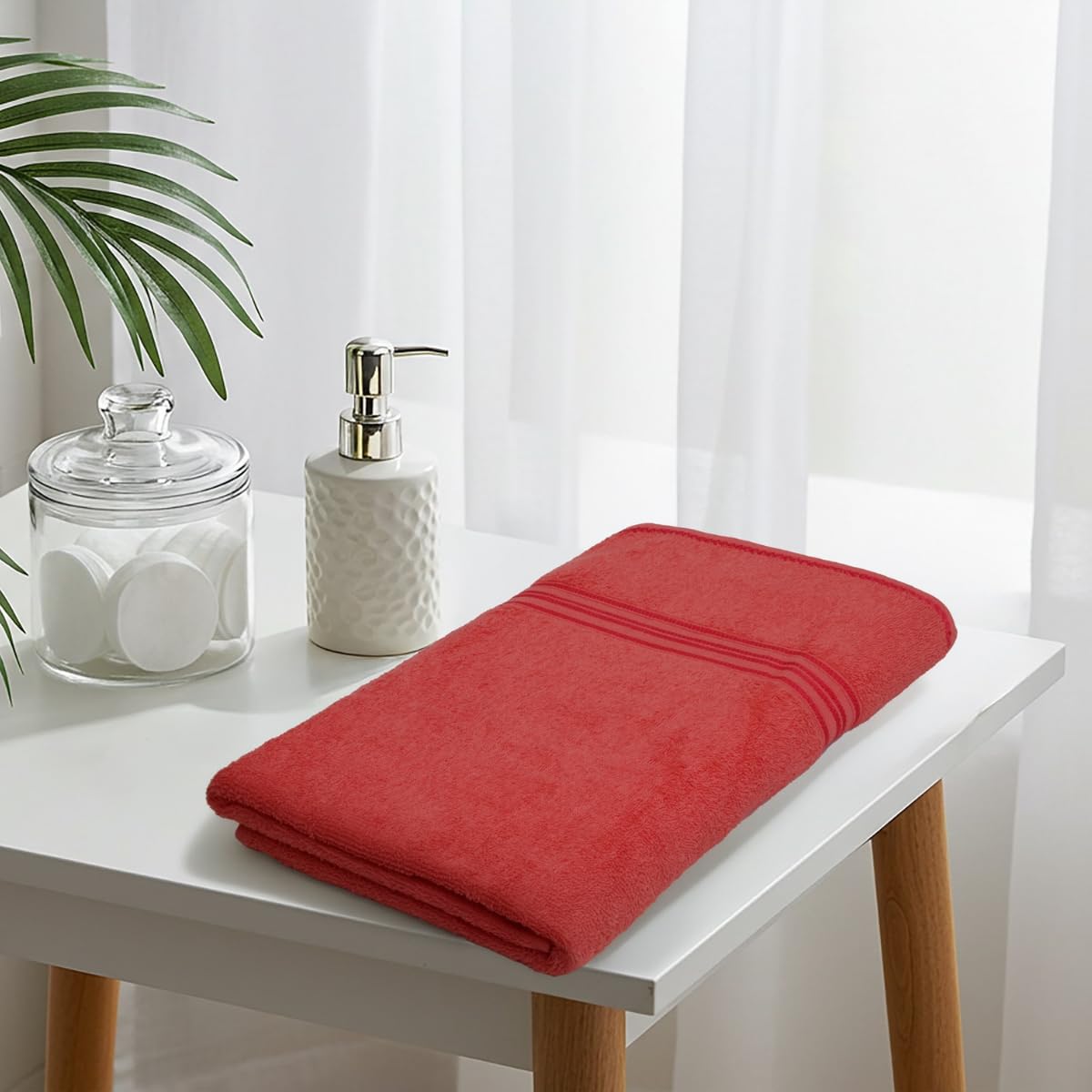 Liberty Towels Soft Cotton Large Size Hand & Face Towels 400 Gsm | Quick Dry Sweat & Workout Towels For Men & Women (Brown & Coral) - Pack Of 2