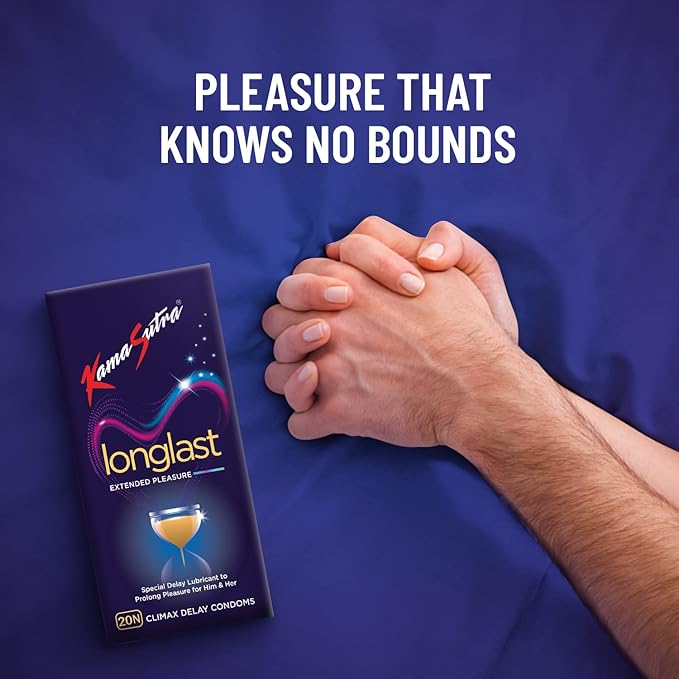 Kamasutra Longlast Condom For Men | Dotted | Combo Pack Of 20