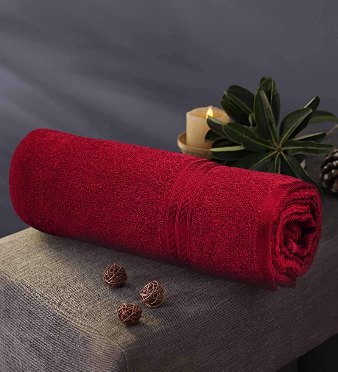 Lukzer Soft 100% Cotton Light Weight Super Absorbant Bath Towel 600 Gsm (Red)