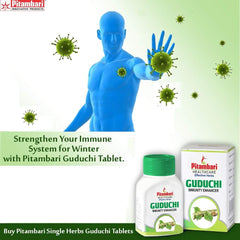Pitambari Guduchi Tablets, Immunity Booster, 100% Vegetarian Nature Extract | 60 Tablets 100gm 0.2lbs