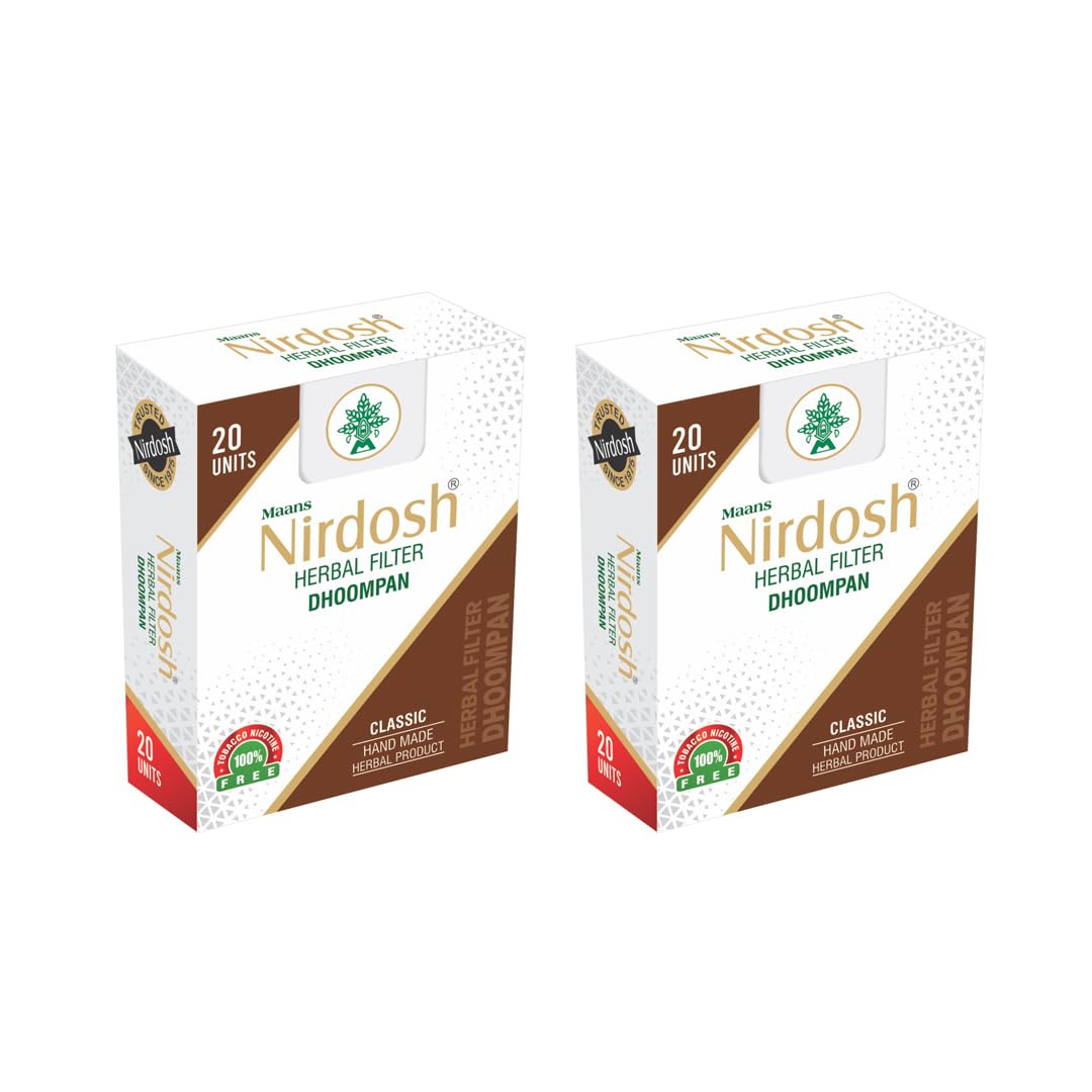 Classic Flavored Herbal Filter Dhoompan Sticks - Pack Of 2X 20 Pcs Herbal Cigarette | Bidi Sticks Rolled In Tendu Leaves, Non-Addictive Sticks - Tobacco Free & Nicotine Free