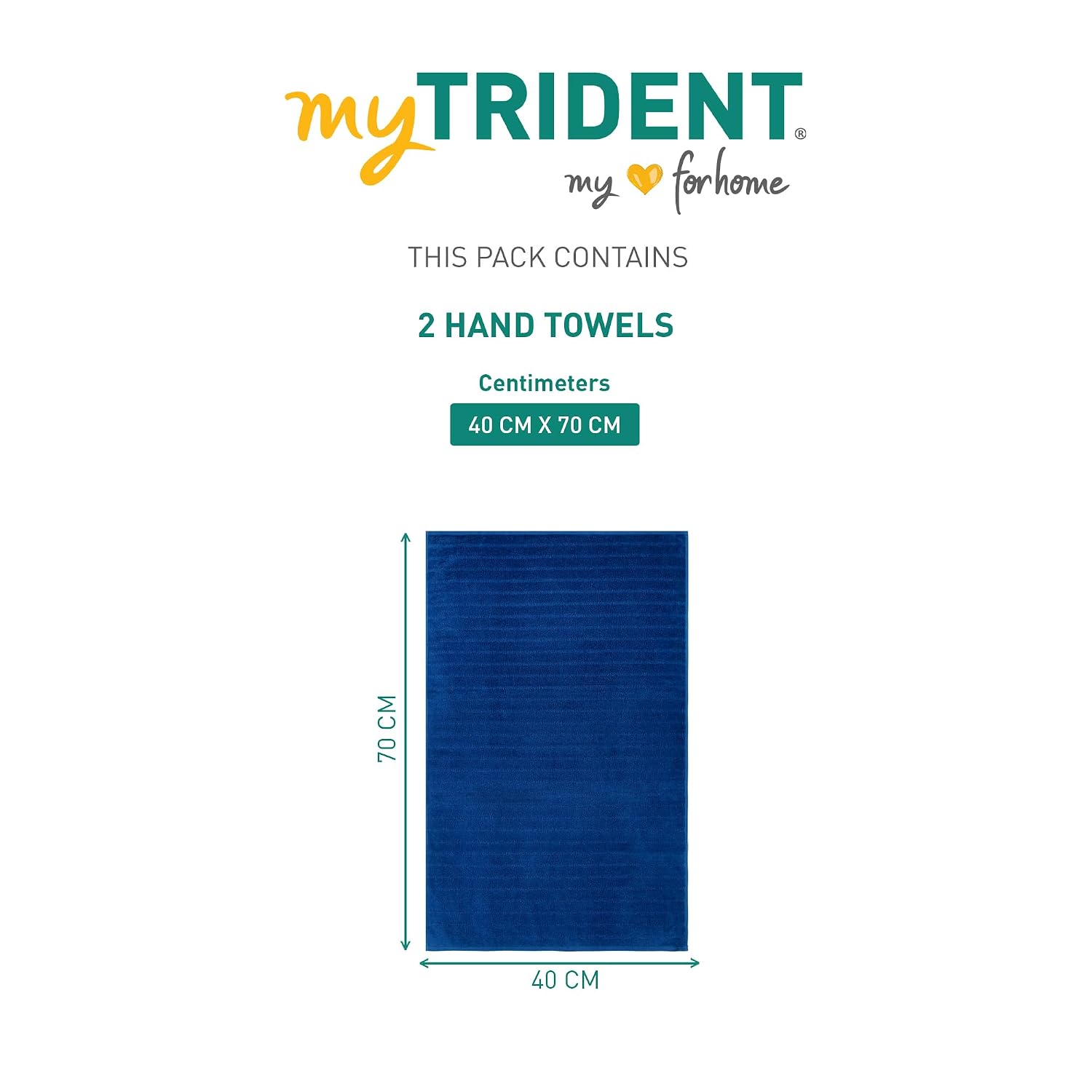 Mytrident Quick Dry 100% Cotton Hand Towel 400 Gsm (Navy Blue) - 2 Pcs