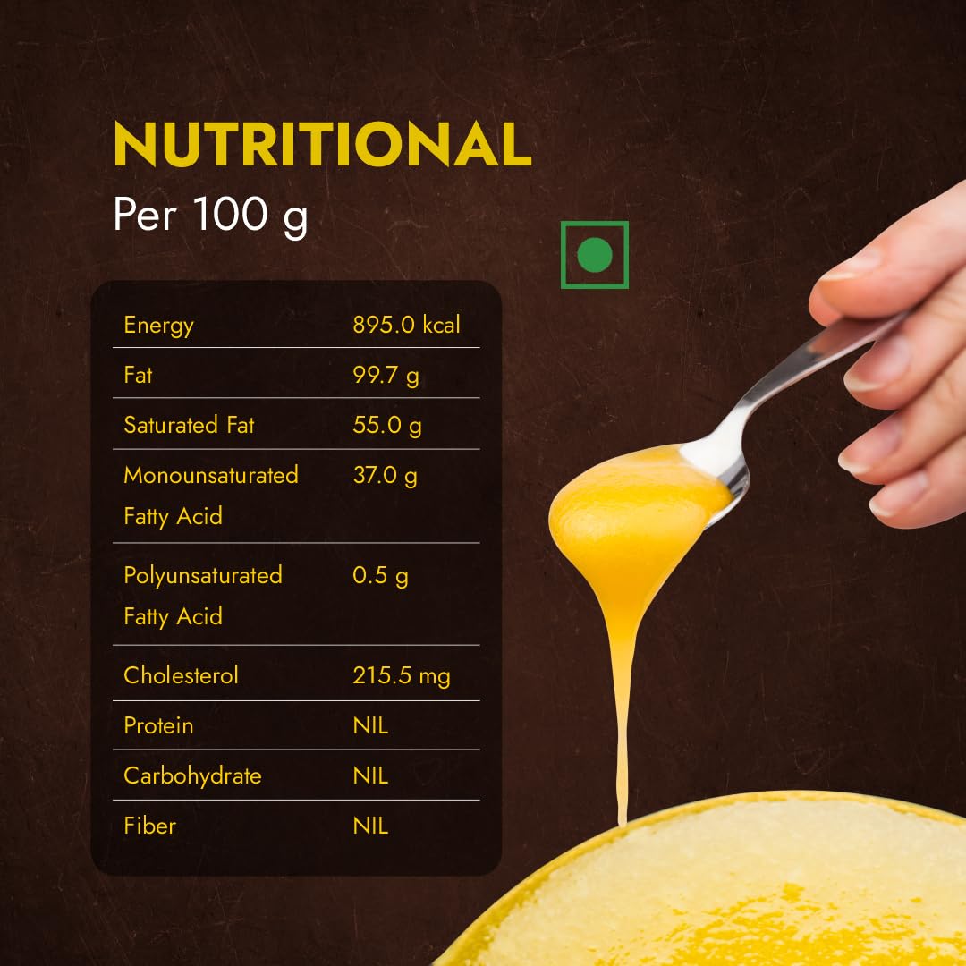Premium Desi Ghee By Gorakh | Good Source Of Protein Fiber Healthy & Nutritious Desi Cow Ghee Perfect For Glowing Skin | (100ml) 3.3 Ounce | Jar Pack