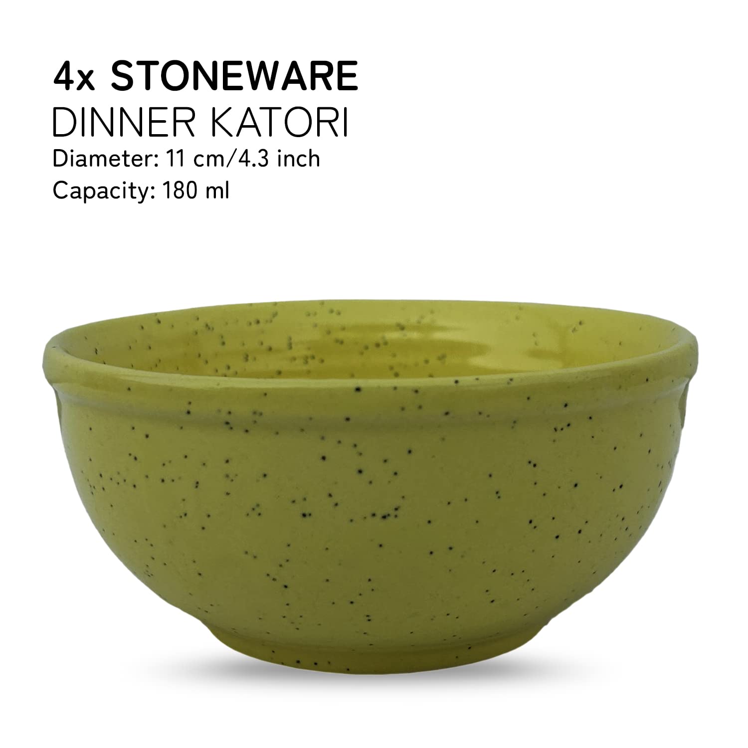 Hand Glazed Ceramic Serving Dinner Bowl Set Of 4 - 180ml Each, Pastel Yellow | Microwave & Dishware Safe - Serving Katori Set