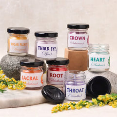 CHAKRAS JAR GLASS CANDLES SET OF 7 PERFECT FOR NIGHT CANDLIGHT DINNER FOR FAMILY