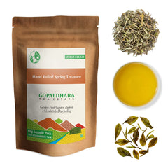 Gopaldhara Darjeeling Tea Finest Rohini First Flush Tea Sample Pouches - Pack Of 5 Teas X 10gm, 0.35 Ounce Each | First Flush Low Caffeine Loose Leaves