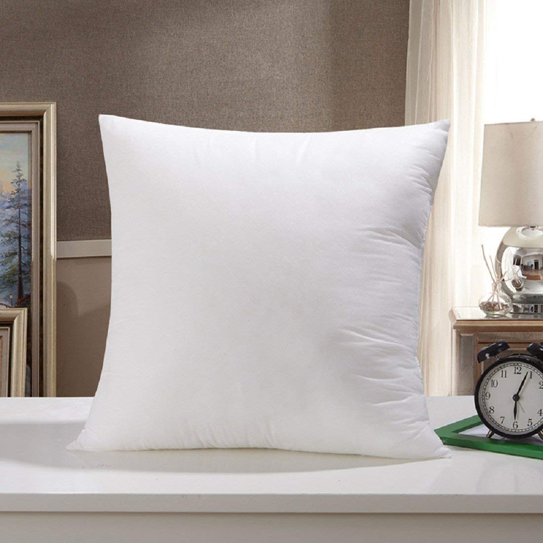Premium Soft & Fluffy Sofa Pillow Cushions, Bed Takiya & Cot Pillows, White - 16 Inch | Microfiber Filled Throw Pillows For Diwan & Living Room | Lightweight Square, Washable - Pack Of 4