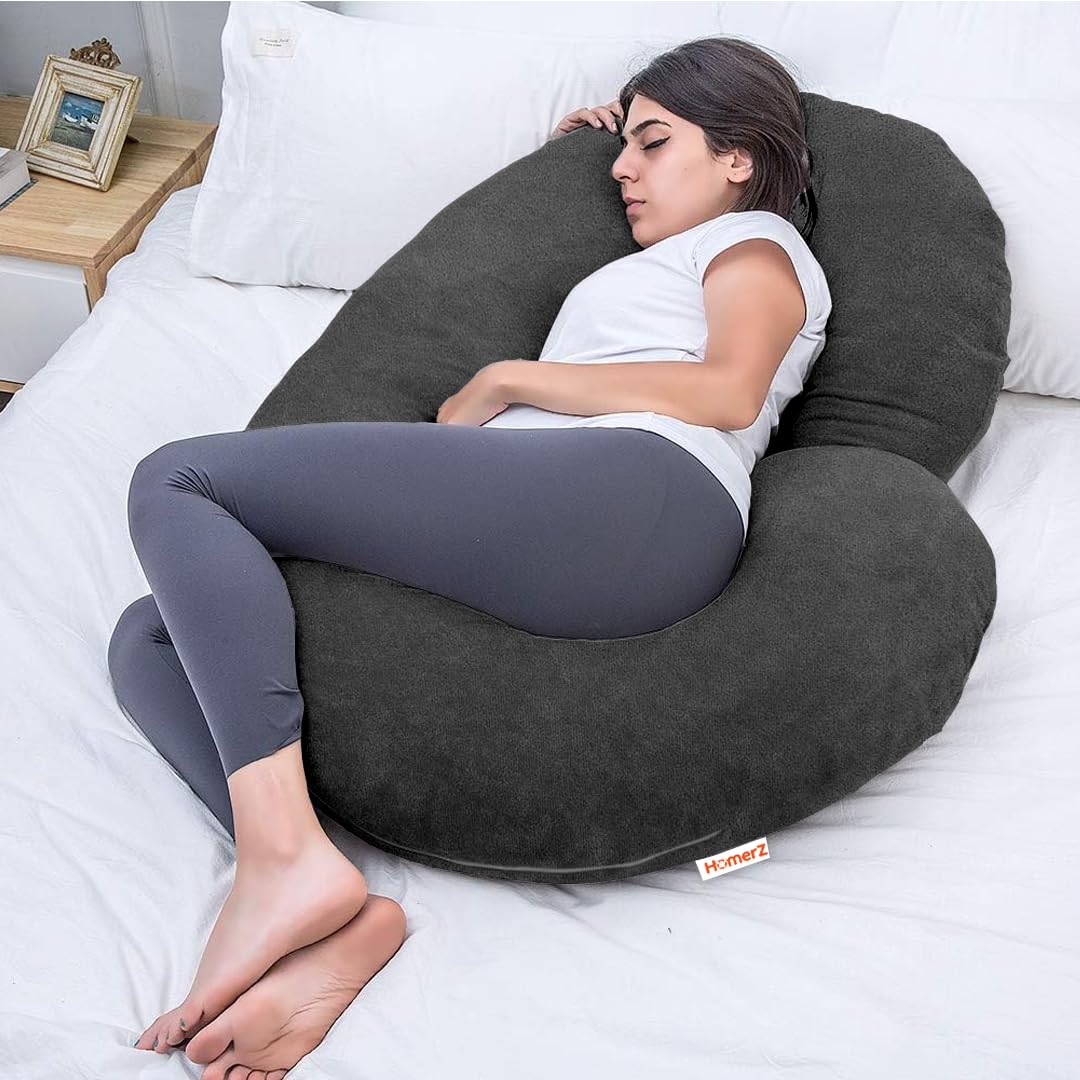 C Shaped Pillow, Pregnancy Pillow For Pregnant Women, Maternity Pillow, Grey Color | Pregnancy Gifts For Women, Maternity Soft Pillows For Pregnancy Sleeping, Washable Velvet Cover