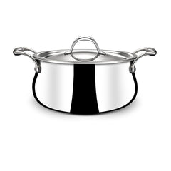 Artisan Triply Stainless Steel Belly Saucepot With Lid | Induction Base Casserole - Biryani Pot Or Handi - Stew Pot 4.3 Liters, 22cm