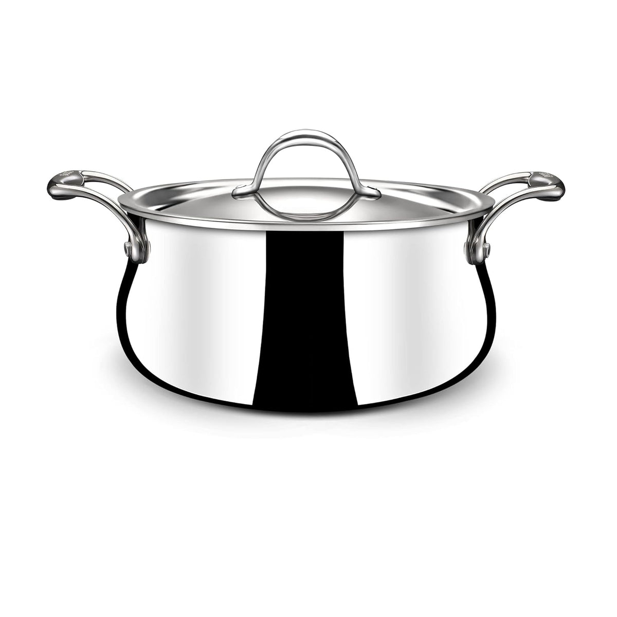 Artisan Triply Stainless Steel Belly Saucepot With Lid | Induction Base Casserole - Biryani Pot Or Handi - Stew Pot 3.2 Liters, 20cm