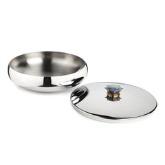 Silver Stainless Steel Bowl With Lid - Large, Royal Lapiz Series | Storing & Serving Bowl - Lapis Lazuli Stone Lid | Serve Ware, Dinnerware & Tableware