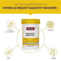 Swisse Immunity Booster+ With Vitamin C & Zinc - Contains Amla & Ginger, All Natural Immunity Booster | 30 Tablets , 50gm 0.1lbs