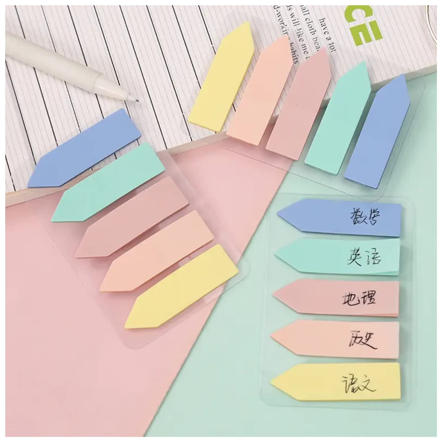 Sticky Note, Pastel Color Soft Memo Arrow Flag Index Mini Text Highlighter Strips - Set Of 2
