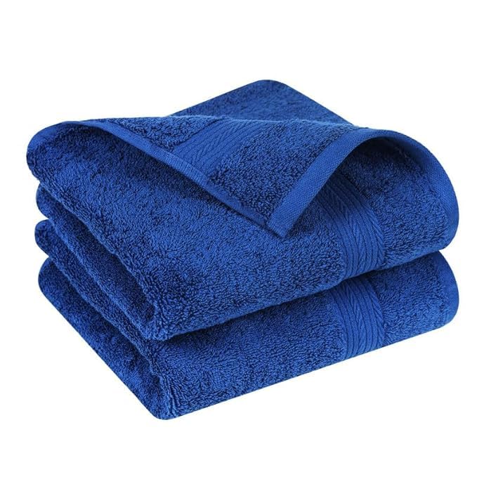 Hanorix 100% Cotton Large Size Bath Towel 900 Gsm | Soft Bath Towel For Men & Women Ultra Absorbent Cotton Towel Soft & Absorbent Towel (Blue) - Pack Of 2