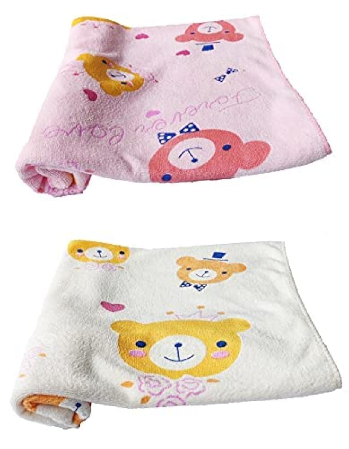 Teddyify Soft Cotton Baby Bath Towel 500 Gsm | Infants, New Born Babies Towel High Absorbent, Soft Cotton Premium Washcloth (Multicolor) - Pack Of 2