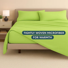 King Size Microfiber Bedsheet With 2 Pillow Covers - 102 X 108 Inches, Light Green | Ultra-Soft & Wrinkle-Free | Luxury Hotel Look