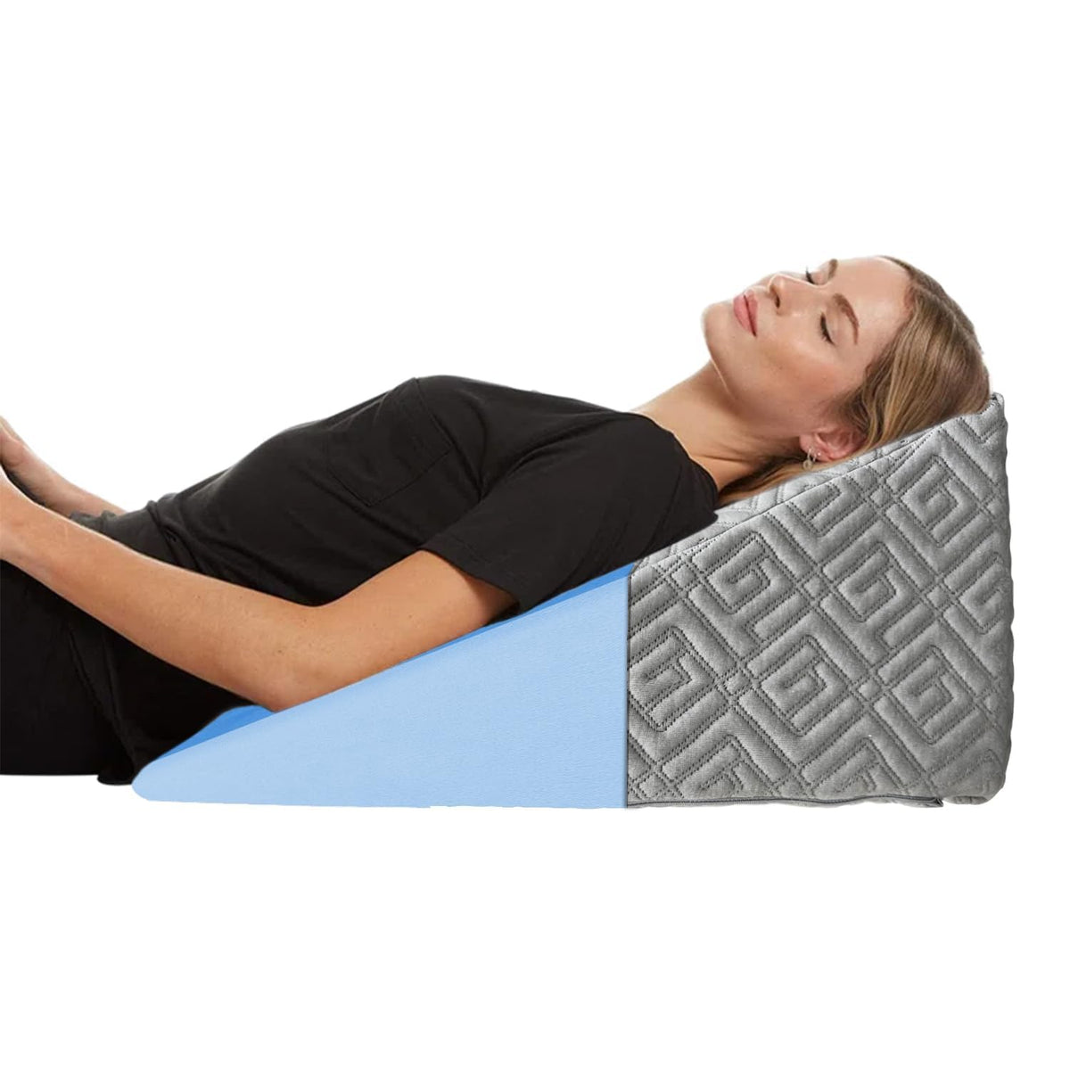 Wedge Memory Foam Pillow, Back Support Pillow For Bed, Snoring, Grey Gel | Acid Reflux, Gerd, Leg Elevation, Pregnancy Support For Sitting & Sleeping | Adjustable Wedge Pillow
