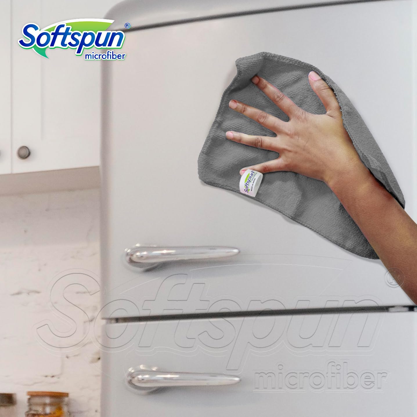 Softspun Microfiber Small Wipes Towel 340 Gsm | Multipurpose Super Soft Absorbent Cleaning Towels | 15 Piece (Grey)