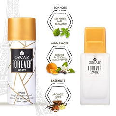 Oscar Exclusive Combo Of 2 Gift Collection Of Forever White Paris150ml 5 Fl.oz. + Forever Paris | Eau De Parfum 60ml 2 Fl.oz. | Premium Long Lasting Fragrance & Skin Friendly Body Spray For Unisex