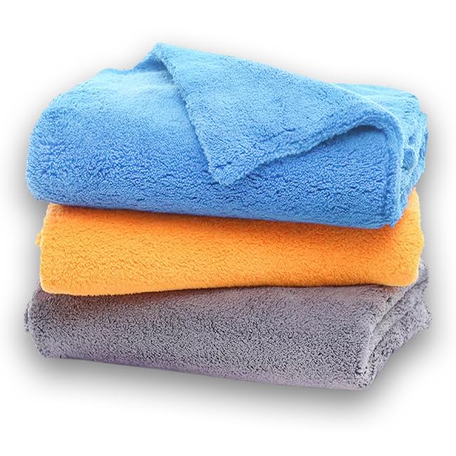 Max Microfiber Cloth 550 Gsm | Softest & Safest Ever Edgeless Coral Fleece Microfiber Cloth Towel For Car Cleaning, Drying, Buffing & Polishing - Pack Of 3