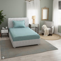 Soft Microfiber Single Bedsheet With 1 Pillow Covers - 60 X 90 Inches | Turquoise, Damas Design | Wrinkle Free Design & Easy To Wash | Refreshing Your Bedroom Look