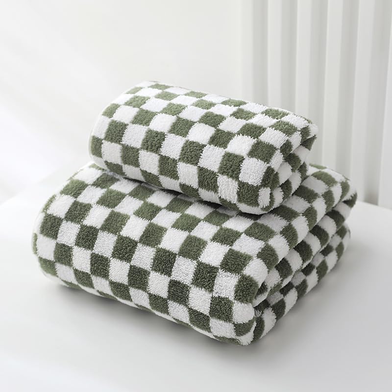Homecloud Ultra Soft Bath & Face Towel 400 Gsm | 3x Softer Than Cotton Towels Highly Absorbent & Ultra Fast Dry Perfect For Home, Pool, Spa & Gym | Set Of 2 (Green)