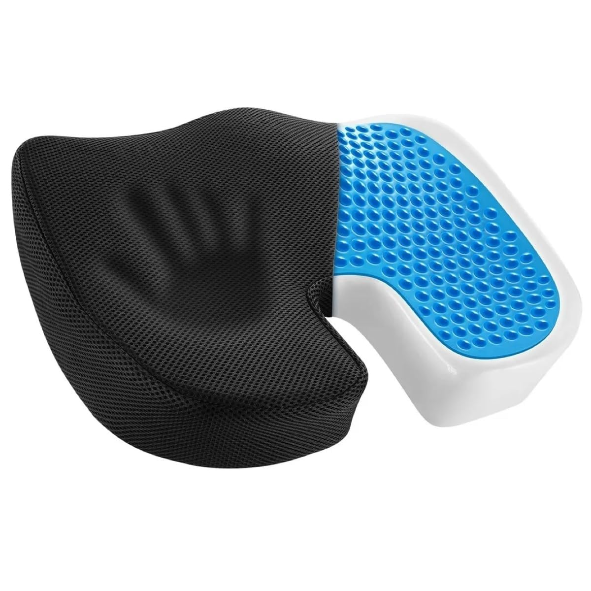 Orthopedic Seat Cushion Pillow, Memory Foam Gel Chair Cushions For Back, Tailbone, Black - 17.7 X 13.8 Inch | Butt & Coccyx Discomfort Relief - Support Pillow For Office, Car - Design 4