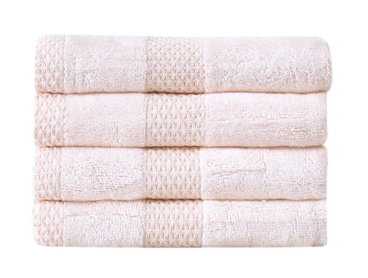Fash Home International Hand Towel 800 Gsm | 100% Cotton Highly Absorbent Luxurious Large Couple Hand Towel Set (Pearl Peach) - Set Of 4