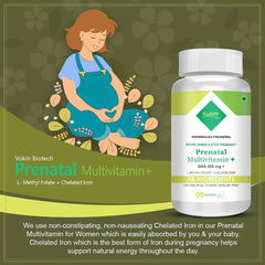 Vokin Biotech Prenatal Multivitamin For Pregnancy With Dha 300mg Multivitamin For Women | 90 Capsules , 150gm 0.3lbs