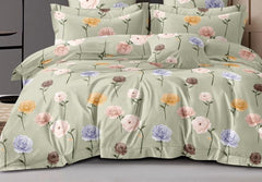 Double Bedsheet For King Size With 2 Pillow Cover + Comforter (72 X 78 Inches, Mint Green) | Super Soft Glace Cotton Elastic Fitted All Around | Soft To Touch & Light Weight