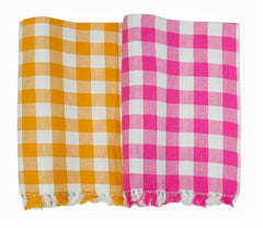 Bombay Dyeing Rimzim 100% Cotton Printed Soft & Slick Quick Drying Bath Towels 500 Gsm (Orange & Pink) - 2 Pcs
