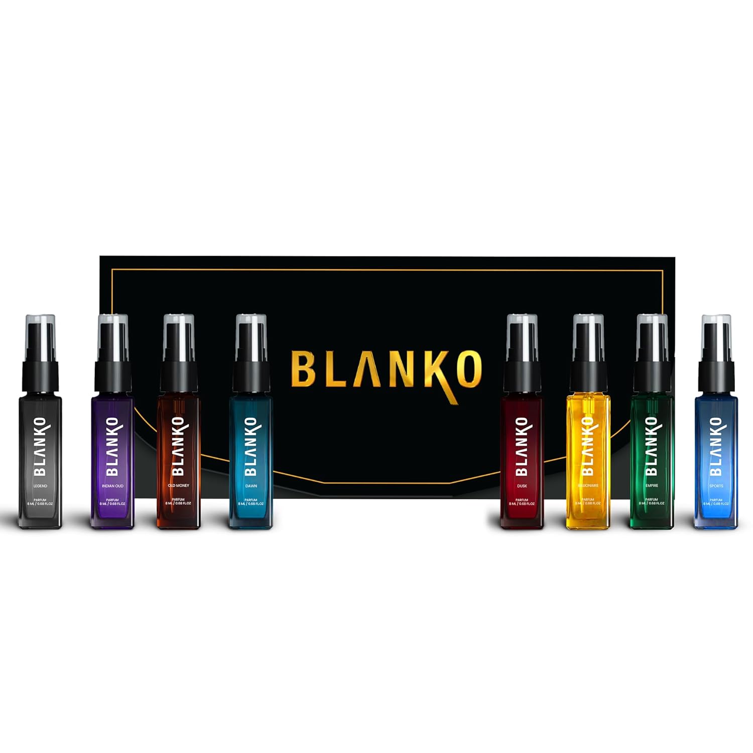 Blanko Collection TLT Parfum 8ml 0.27 Fl.oz. Each Pack Of 8 | Longest Lasting Men's Perfume With Time Lock Technology | Luxury Fragrance Gifts Set For Friends & Family