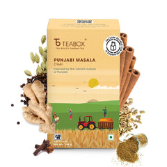 Teabox Punjabi Masala Chai Tea - 250gm, 8.8 Ounce | Blended With Fennel, Black Pepper, Cardamom, Cinnamon, Clove, & Ginger - Inspired By The Vibrant Culture Of Punjab | Medium Caffeine