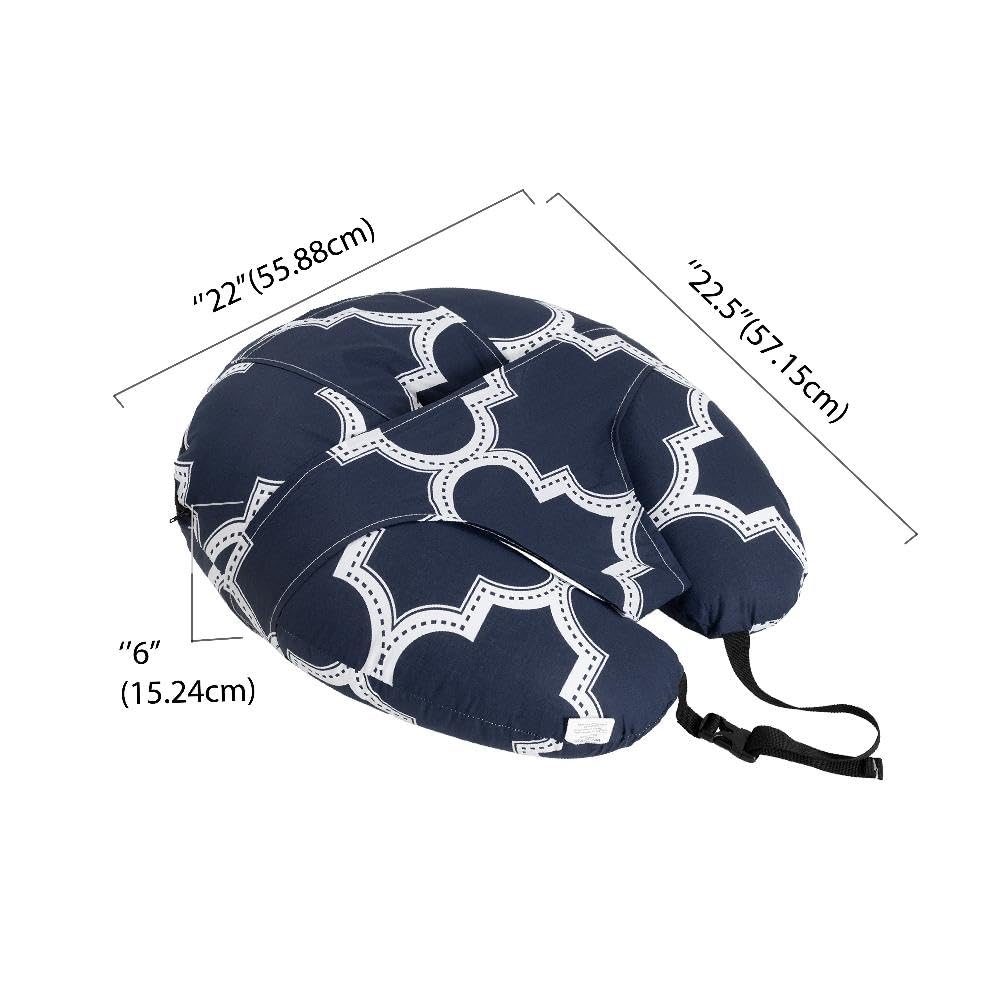 Feeding Pillow For New Born Baby, 5 In 1 Multipurpose Use, Nursing Pillow, Blue | Pillow With Belt & Hoop For Breastfeeding With Cotton Removable Cover | Stay-Put Support For Every Position